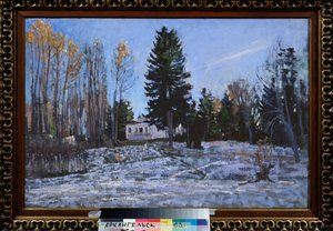 Een oud landgoed. Schilderij van Stanislav Yulianovich Zhukovsky door Stanislav Joulianovitch Joukovski
