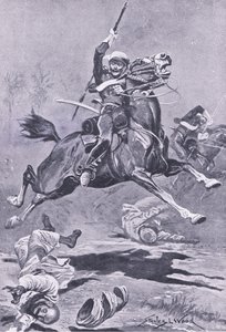De 9e Lancers bij Delhi, 1857, illustratie uit British Battles on Land and Sea, 1915
