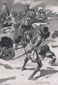 De Slag bij Abu-Klea, 17 januari 1885, illustratie uit British Battles on Land and Sea, 1915