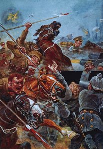 De aanval van de 9e Lancers tijdens de terugtocht van Mons door Stanley L. Wood