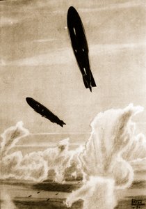 Zeppelins op Noordzee patrouille, illustratie uit 