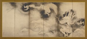 Draken en wolken, Momoyama of Edo periode, 1590-1640 door Sôtatsu