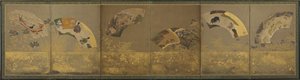 Zes waaiervellen: diverse onderwerpen, Momoyama of Edo periode, 1590-1640