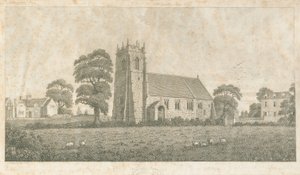 Adbaston Kerk: lijn- en stipgravure, ca. 1800