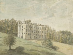 Beaudesert Hall en Park: aquarel schilderij door Stebbing Shaw