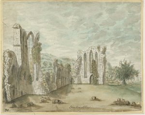 Croxden Abbey: aquarel, nd [1762-1802] door Stebbing Shaw