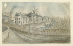 Etruria - Fabriek: aquarel, nd [1762-1802] door Stebbing Shaw