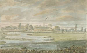 High Offley Church: aquarel schilderij, nd [1762-1802] door Stebbing Shaw