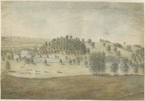 Himley Hall: aquarel schilderij door Stebbing Shaw