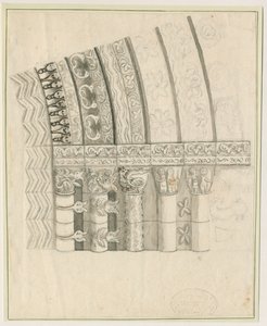 Tutbury Priory Kerk - West Deur: pen en sepia tekening, nd [1762-1802] door Stebbing Shaw