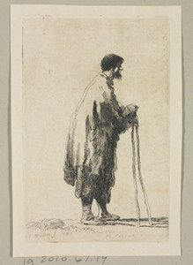 Bedelaar in Profiel naar Rechts door Stefan Juliusz Norblin de la Gourdaine