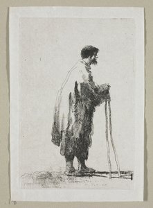 Bedelaar in profiel naar rechts door Stefan Juliusz Norblin de la Gourdaine
