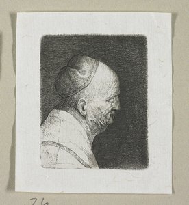 Hoofd van een oude man in profiel naar rechts door Stefan Juliusz Norblin de la Gourdaine