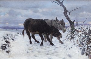 De twee ezels in de sneeuw