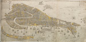 Vero e real disegno della inclita cita di Venetia. Panorama van Venetië, 1676 door Stefano Scolari