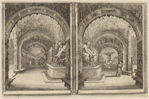 Een grot gezien vanuit twee verschillende gezichtspunten, waarschijnlijk 1653 door Stefano della Bella