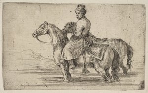 Een Poolse Knecht die Paarden Baadt door Stefano della Bella