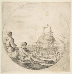 Een zittende witte matroos, een staande zwarte matroos, ca. 1660 door Stefano della Bella
