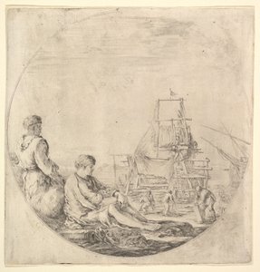 Een zwarte zeeman staand naar links, in profiel naar rechts, een witte zeeman zittend..., ca. 1658-63