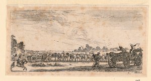 Slagveldscène, uit "Desseins de Queleques Conduites de Troupes, Canons, et Ataques de Villes" door Stefano della Bella