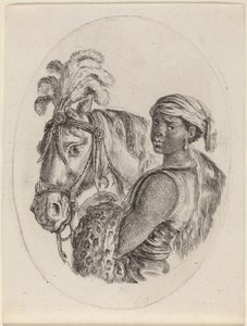 Zwarte Knecht met een Arabisch Paard door Stefano della Bella