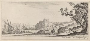 Boten aan de kust door Stefano della Bella
