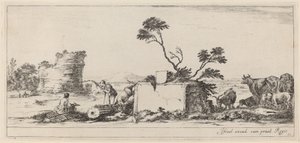 Campagna Scene met kunstenaar die schetst, in of voor 1647