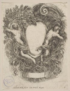 Cartouche omlijst door Apollo en Pan, 1647