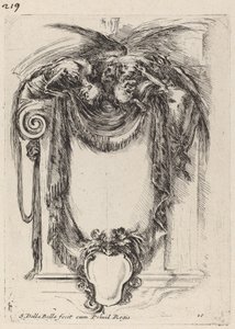 Cartouche opgehangen aan lijken, 1647 door Stefano della Bella