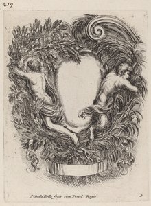 Cartouche met Apollo en Pan
