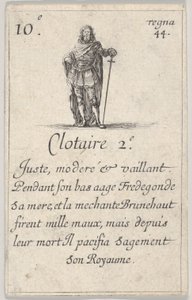 Clotaire 2.-e Juste, gematigd..., uit Spel van de Koningen van Frankrijk Jeu des Rois de Fran..., 1644