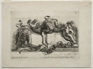 Collectie van verschillende caprices en nieuwe ontwerpen van cartouches en ornamenten: Nr. 18