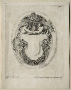 Collectie van verschillende grillen en nieuwe ontwerpen van cartouches en ornamenten: Nr. 10 door Stefano della Bella