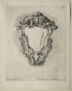 Collectie van Verschillende Caprices en Nieuwe Ontwerpen van Cartouches en Ornamenten: No 12 door Stefano della Bella