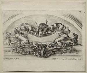 Collectie van Diverse Caprices en Nieuwe Ontwerpen van Cartouches en Ornamenten: Nr. 13 door Stefano della Bella