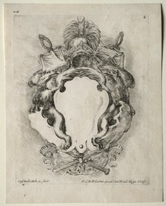 Collectie van verschillende caprices en nieuwe ontwerpen van cartouches en ornamenten: No. 4