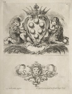 Collectie van Diverse Caprices en Nieuwe Ontwerpen van Cartouches en Ornamenten: Nr. 6 door Stefano della Bella