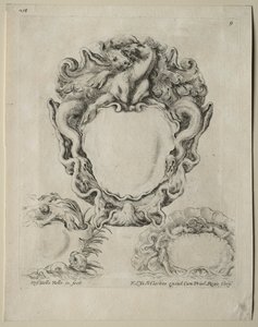 Verzameling van Verschillende Caprices en Nieuwe Ontwerpen van Cartouches en Ornamenten: Nr. 9 door Stefano della Bella