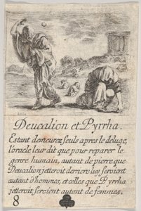 Deucalion en Pyrrha, uit het spel van Mythologie, 1644 door Stefano della Bella