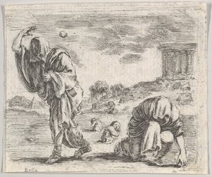 Deucalion en Pyrrha, uit Spel van Mythologie door Stefano della Bella