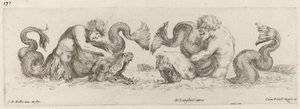 Dolfijnen en Tritons door Stefano della Bella