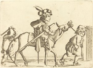 Dwerg die op een ezel rijdt