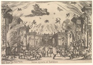 Vijfde scène, de Inferno, uit Het huwelijk van de goden Le nozze degli Dei door Stefano della Bella