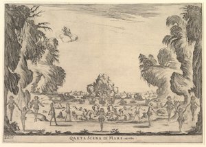 Vierde scène, de zee, uit Het huwelijk van de goden Le nozze degli Dei, 1637 door Stefano della Bella