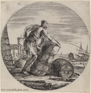 Galeislaaf die het Vrachtschip Trekt door Stefano della Bella