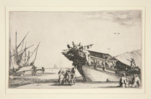 Havenscène uit een serie van acht Marines, Dev. 813 door Stefano della Bella