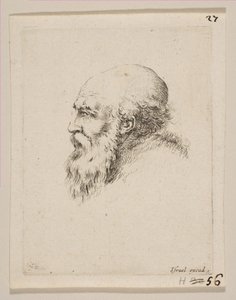Hoofd van een kale en bebaarde oude man in profiel, uit Diverse hoofden en figuren Diverses, 1650 door Stefano della Bella
