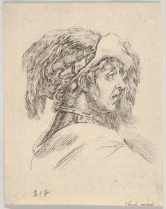 Hoofd van een Man zonder Baard, in Profiel naar Rechts, uit Diverse Hoofden en Figuren