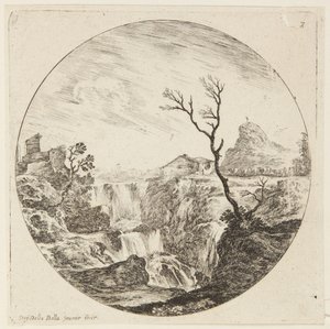 Landschap (Landschappen en ruïnes van Rome, 7) door Stefano della Bella
