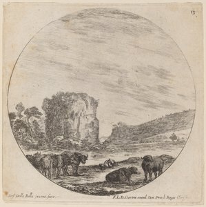 Landschap met antieke ruïnes